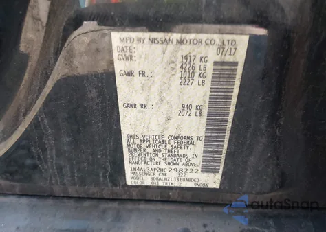 2017 Nissan Altima 2.5 Sr z USA, uszkodzony, nr VIN 1N4AL3AP2HC298222